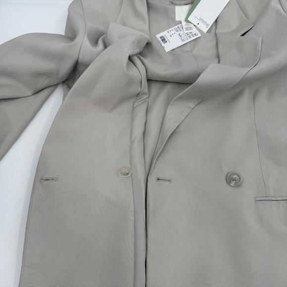 H&M Blazer Women Small NEW Beige Oversized Office Career Jacket Coat Notch - Picture 5 of 14